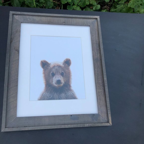 Rustic Wood Frame Bear Cub Portrait Wall Art Nursery Day Care Decor 17”x 14” - Picture 11 of 15